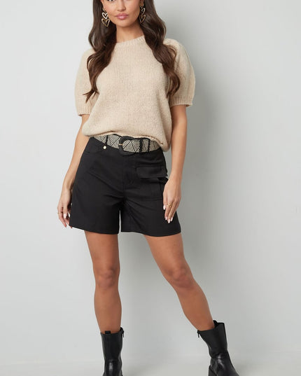 Basic shirt with puffed sleeves - black
