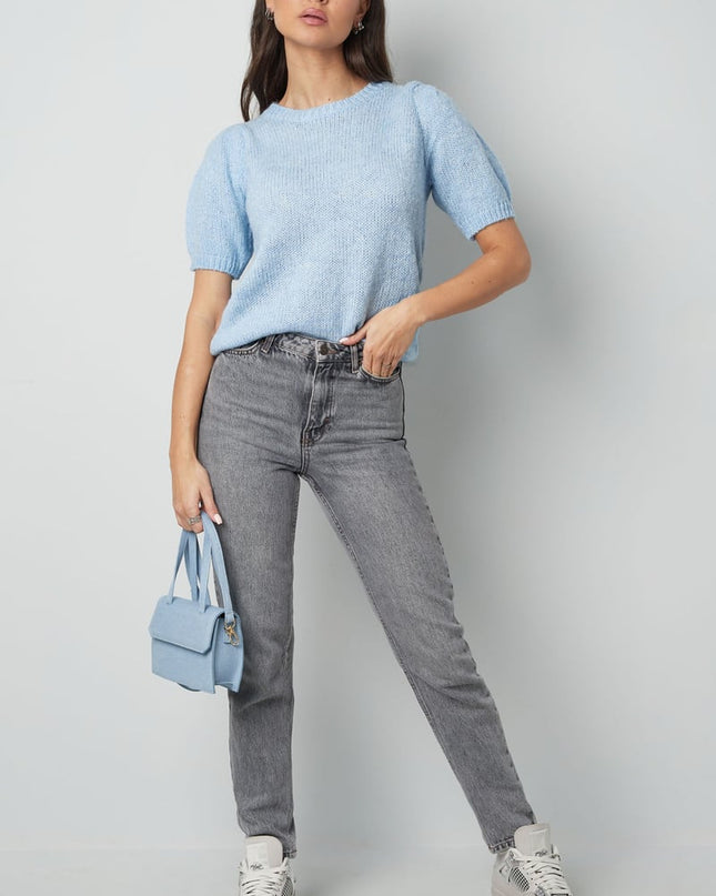 Basic shirt with puffed sleeves - black