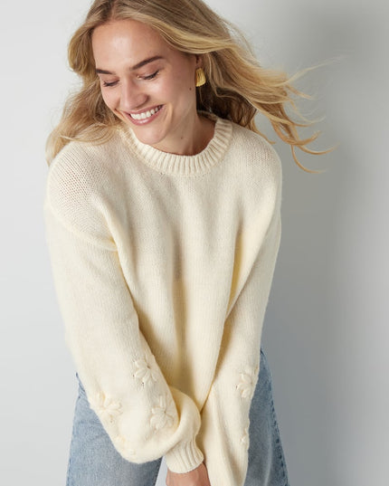 Lovely floral touch sweater - gray