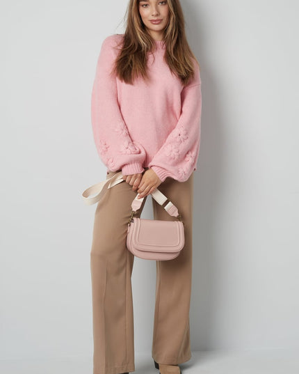 Lovely floral touch sweater - gray