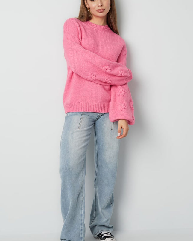 Lovely floral touch sweater - gray