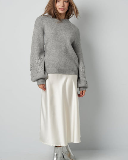 Lovely floral touch sweater - gray