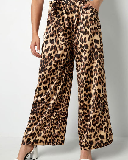 Wide trousers leopard print - brown