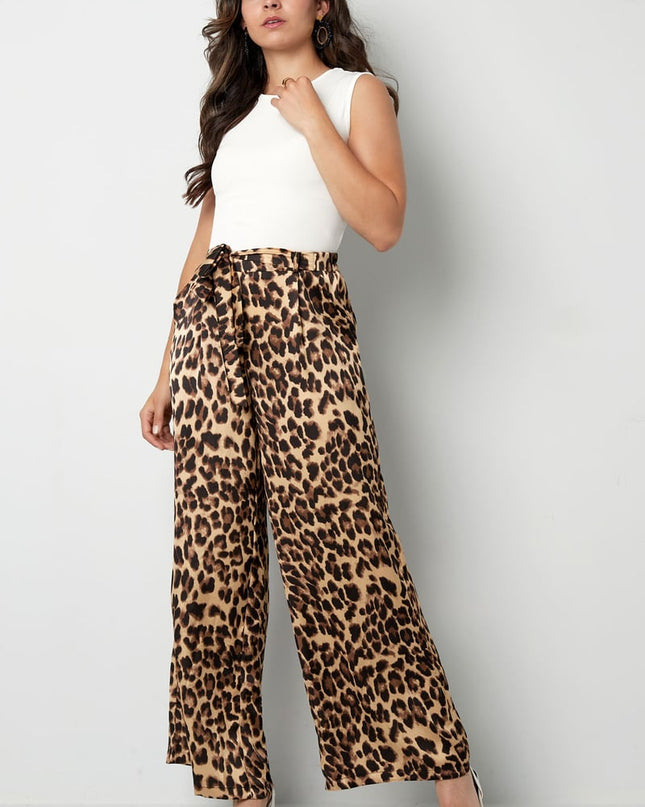 Wide trousers leopard print - brown