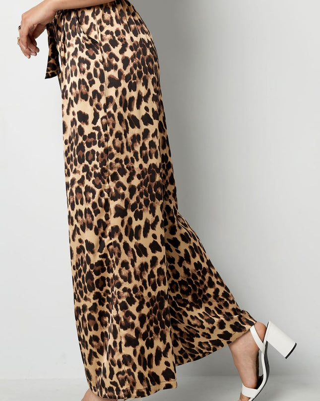 Wide trousers leopard print - brown