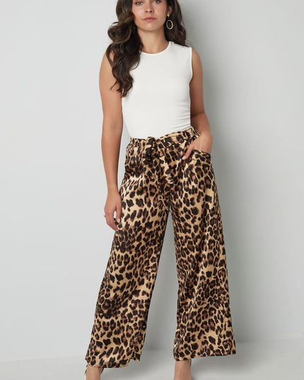 Wide trousers leopard print - brown