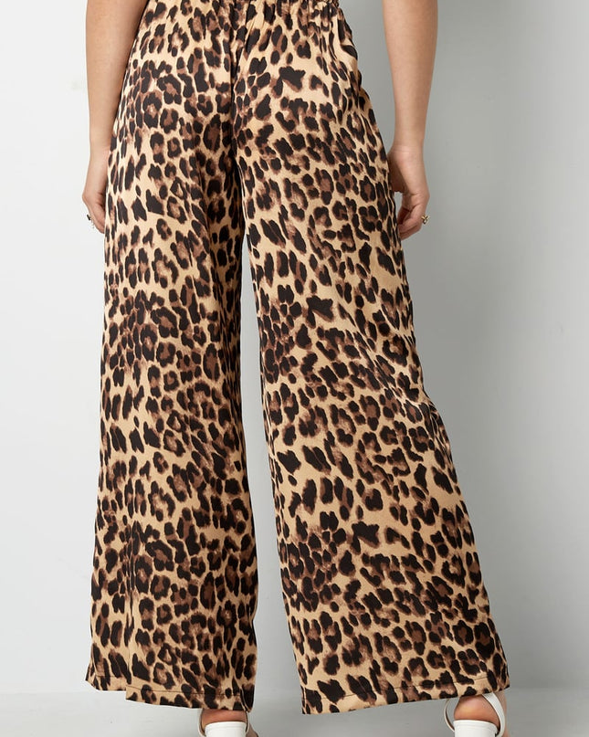 Wide trousers leopard print - brown