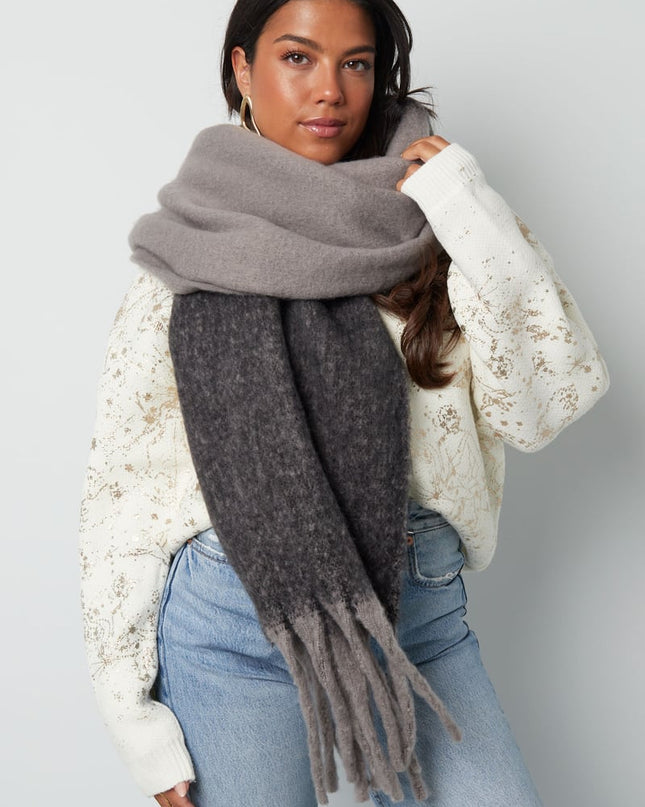 Wintersjaal polar plush - zwart grijs