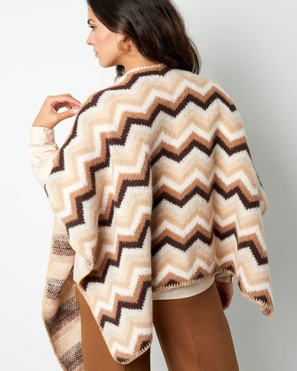 Winter poncho wrapped in warmth -  multi