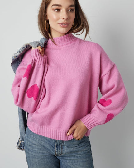 Comfort Heart Knit sweater - fuchsia
