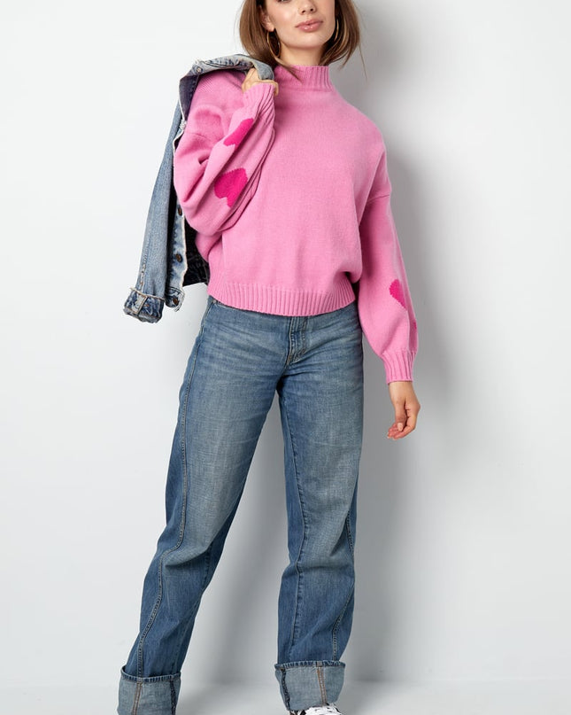 Comfort Heart Knit sweater - fuchsia