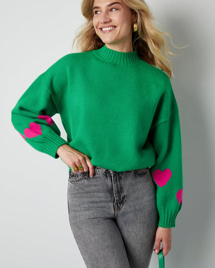 Comfort Heart Knit sweater - fuchsia