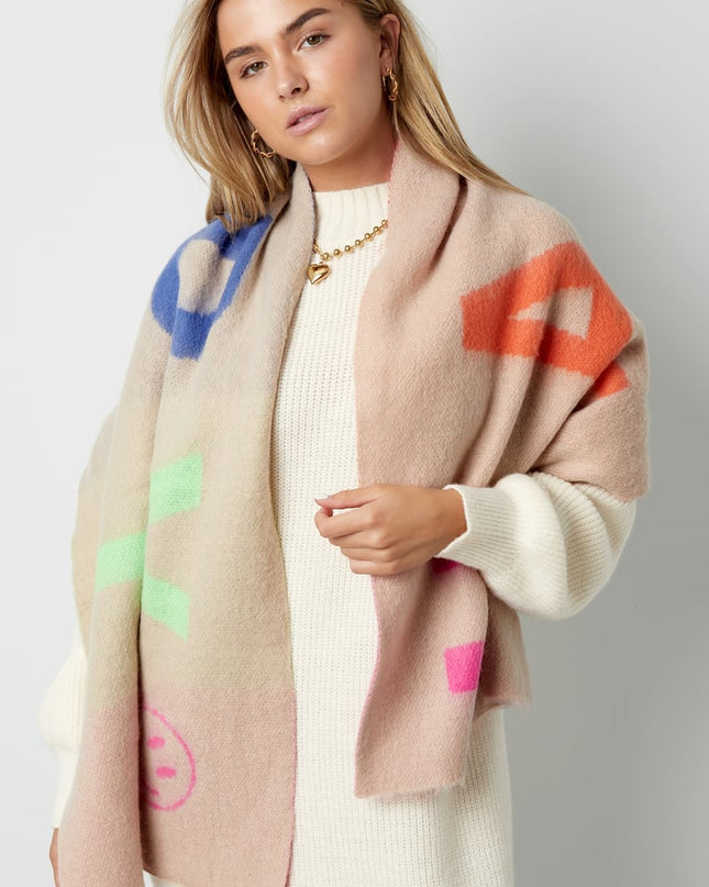 Joyful twist sjaal - zwart multi