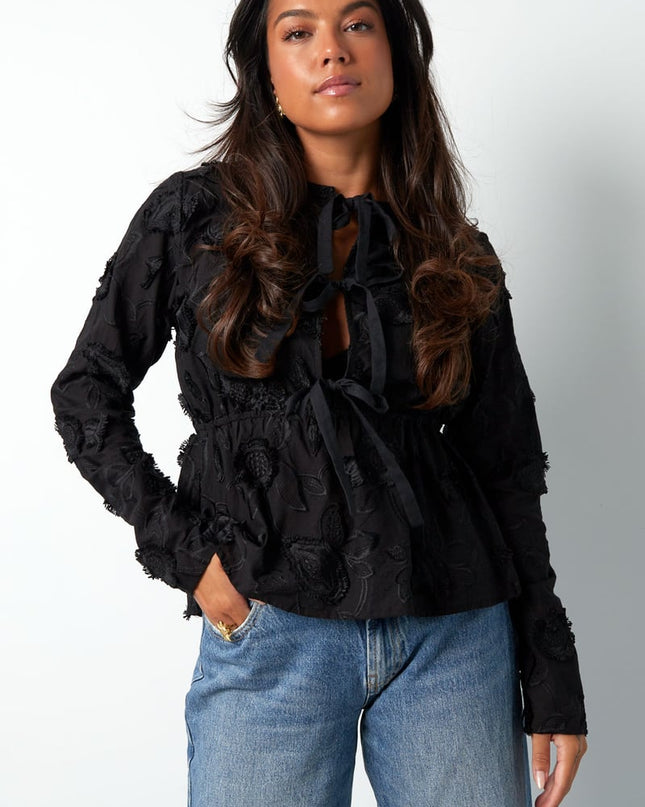 Blossom bow top - black