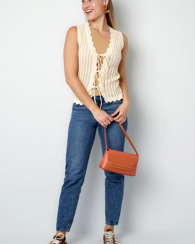 Crochet top with bows - black