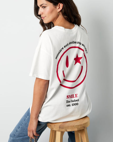 T-shirt happy life smiley - gray