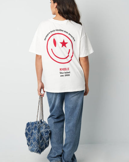 T-shirt happy life smiley - gray