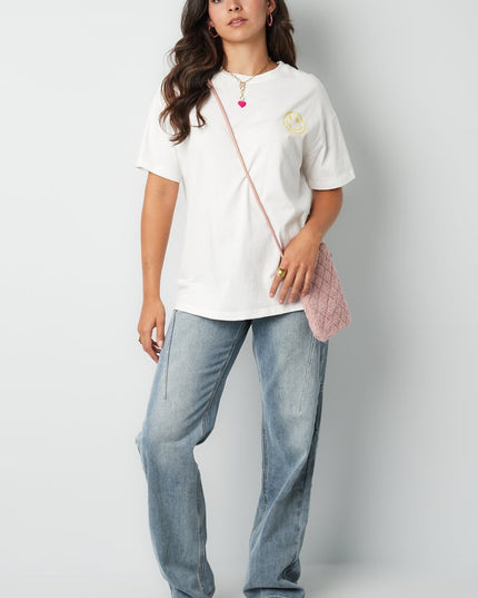 T-shirt happy life smiley - gray