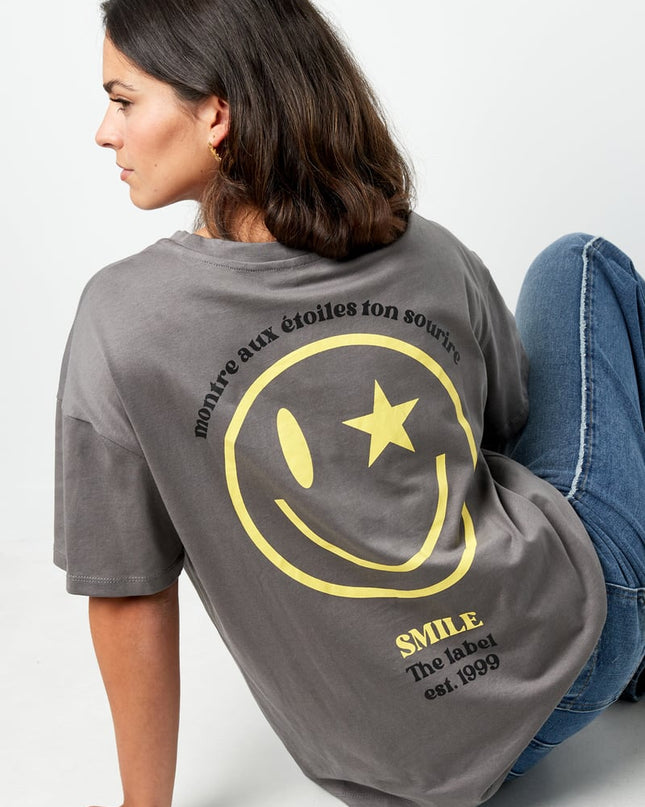 T-shirt happy life smiley - gray