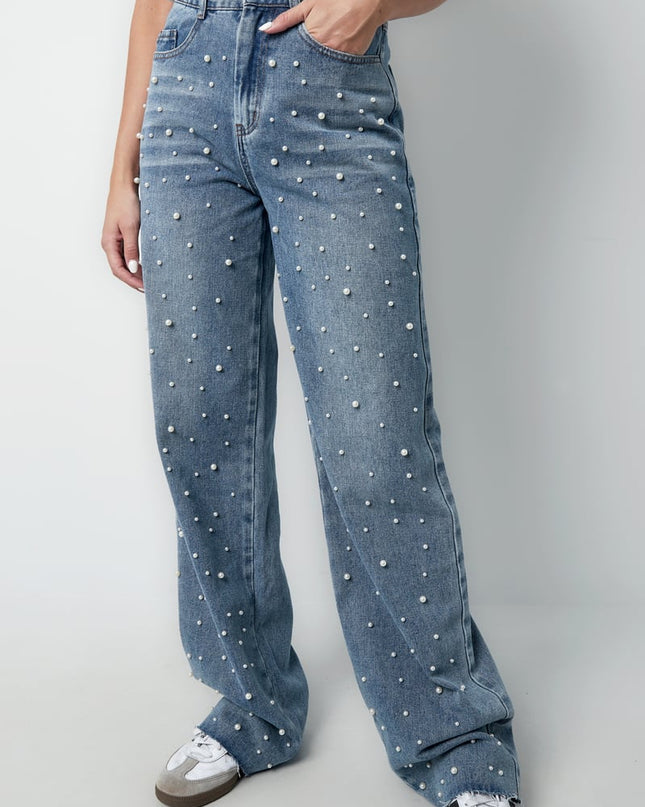Denim jeans pearl adoration - blue