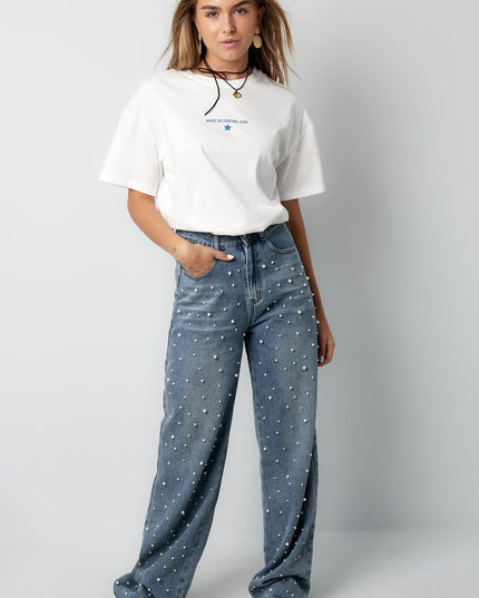 Denim jeans pearl adoration - blue