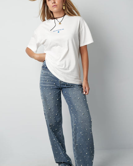 Denim jeans pearl adoration - blue