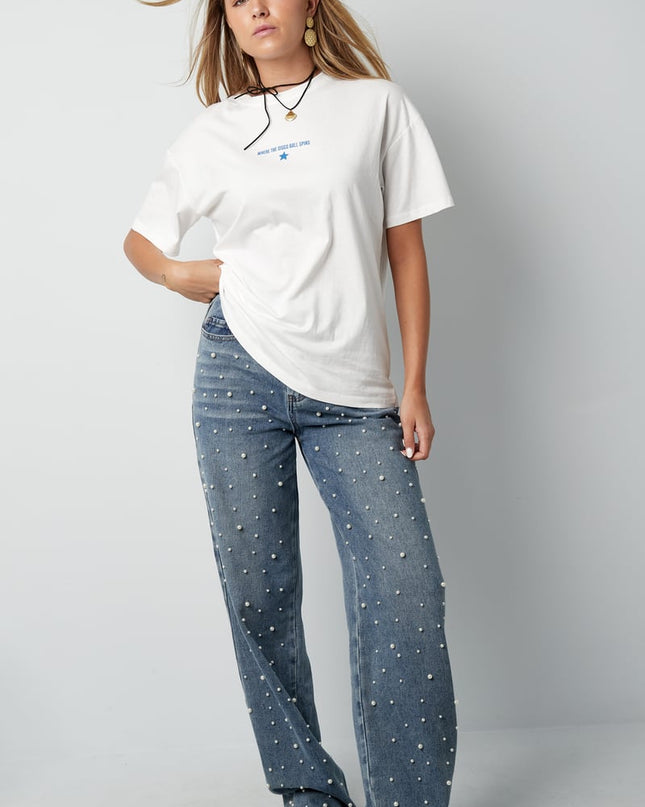 Denim jeans pearl adoration - blue