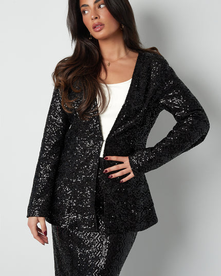 Glitter blazer - black