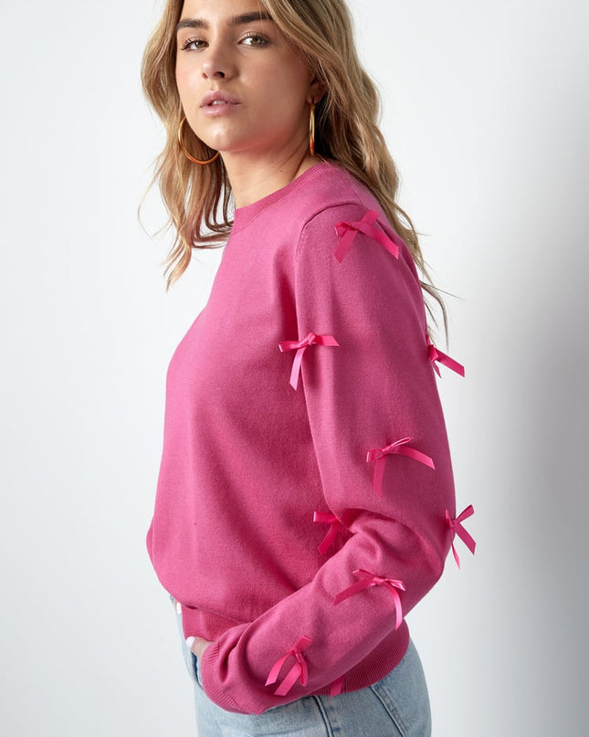 Bow Whisper sweater - fuchsia
