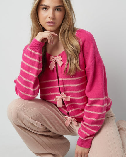 Bow Delight cardigan - red