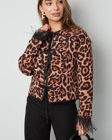 Feather jacket with leopard print - multi 