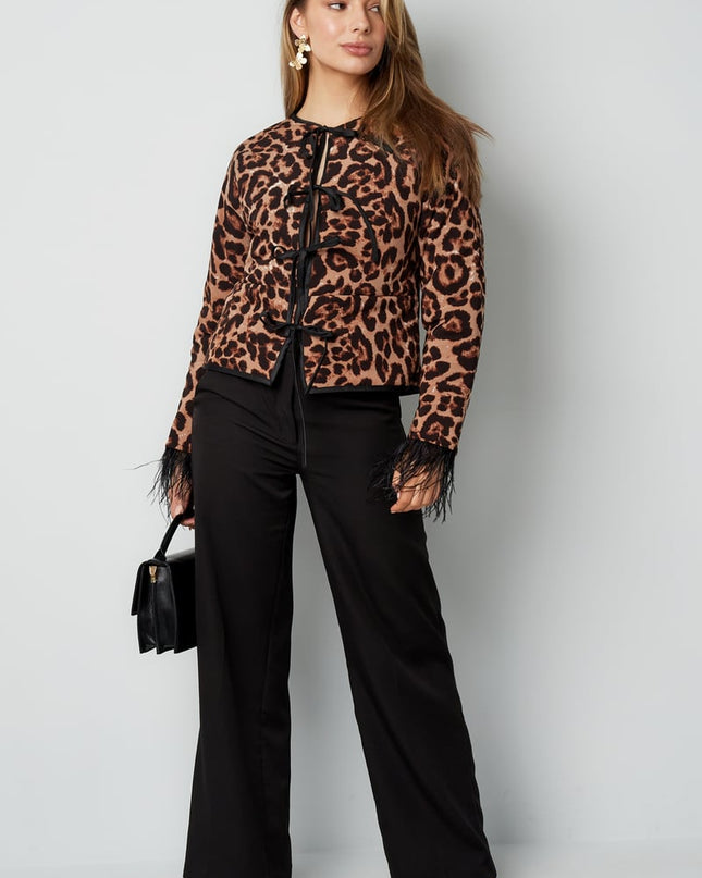 Feather jacket with leopard print - multi 