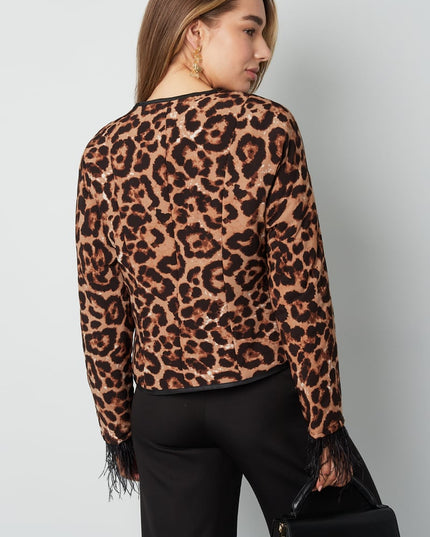 Feather jacket with leopard print - multi 