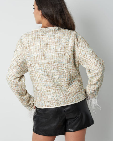 Zacht veren jasje met strikjes - groen