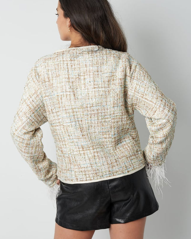 Zacht veren jasje met strikjes - groen