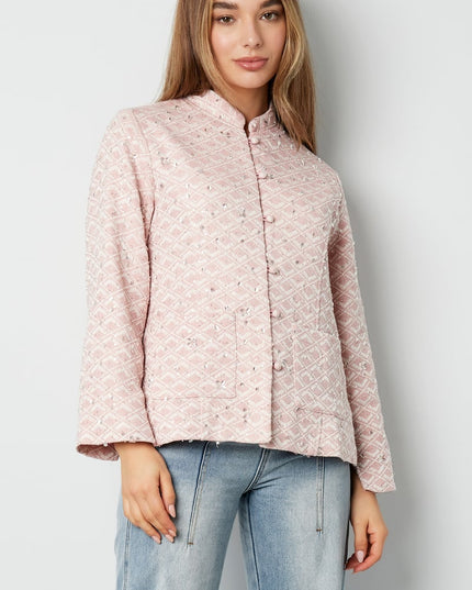 Fabric jacket with glitter - pink