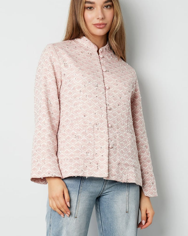 Fabric jacket with glitter - pink