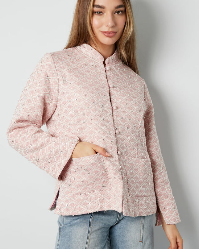 Fabric jacket with glitter - pink