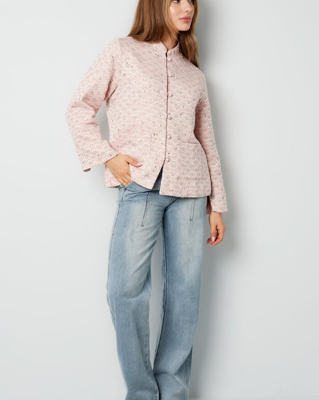 Fabric jacket with glitter - pink