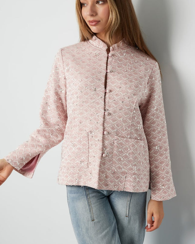 Fabric jacket with glitter - pink