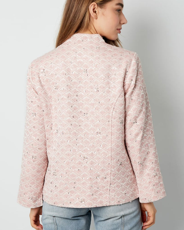 Fabric jacket with glitter - pink