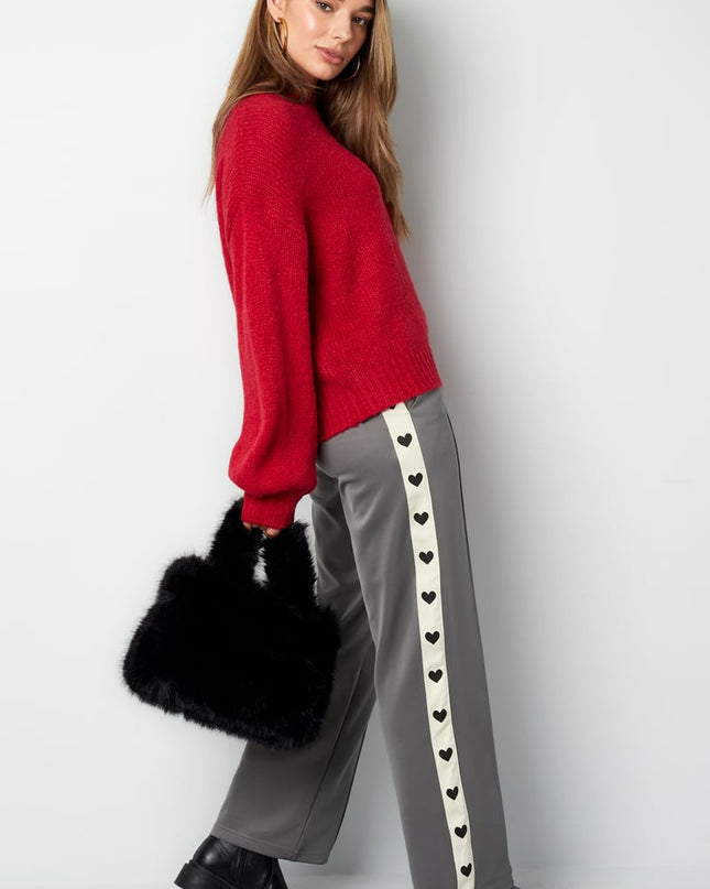 Pants with hearts on the side - red