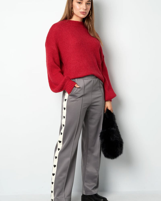 Pants with hearts on the side - red