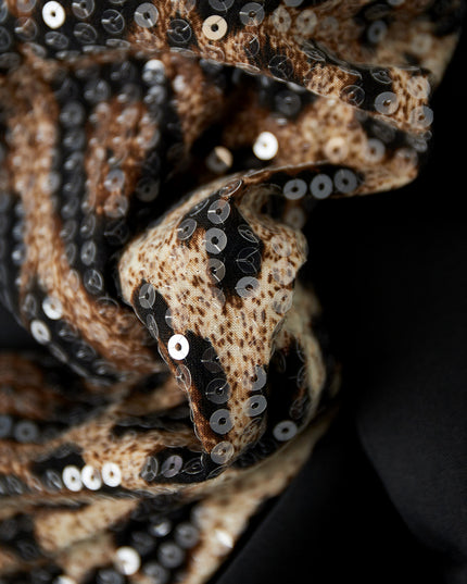 Blazer with leopard print glitter sleeve - gray