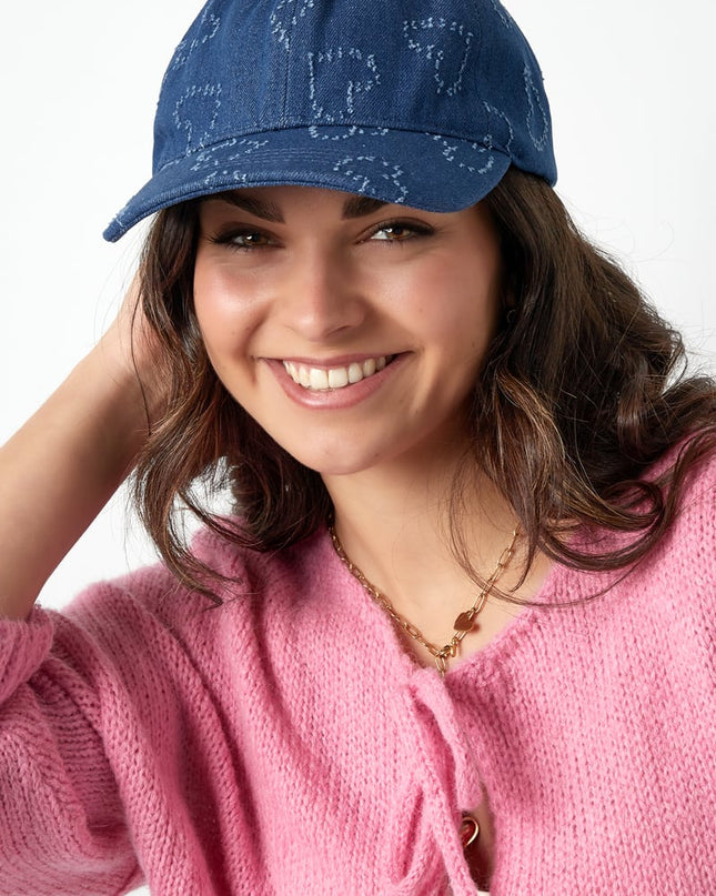 cap with hearts - dark blue