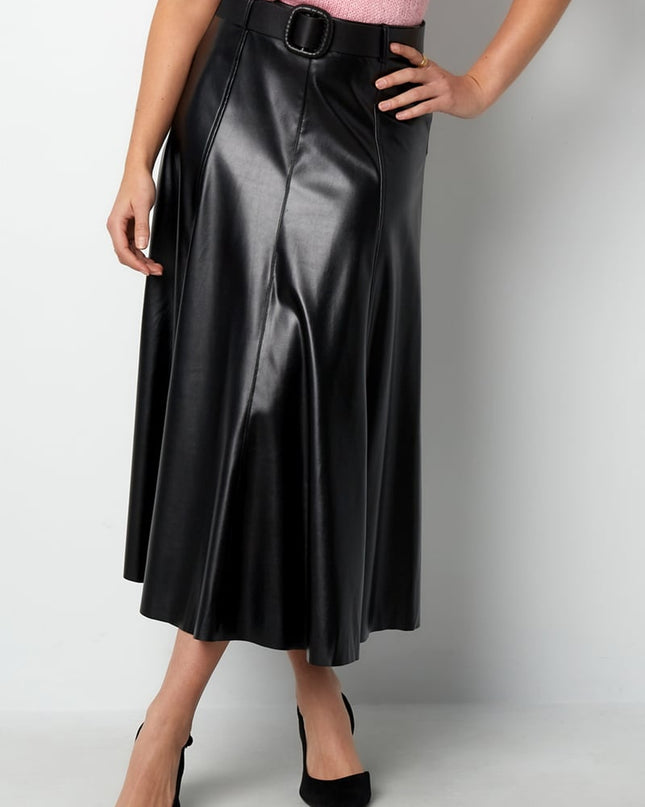 PU long skirt - Black