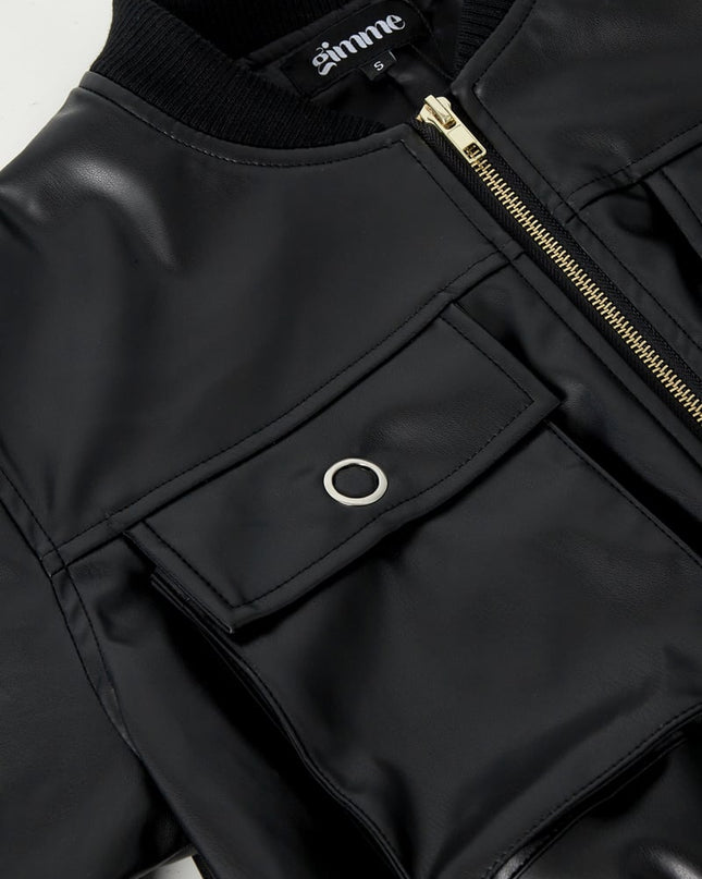 PU biker jacket - Black