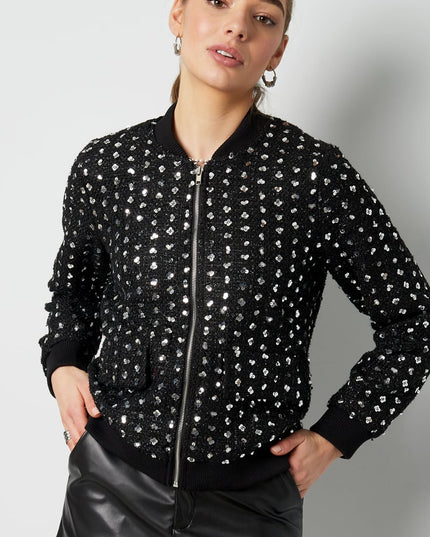 Bomber jacket sparkly day - Black