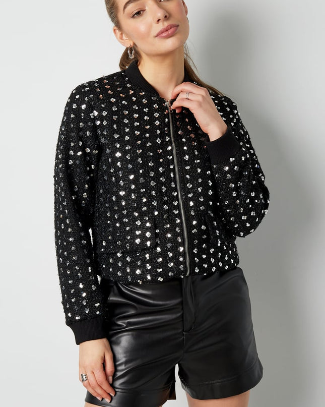 Bomber jacket sparkly day - Black