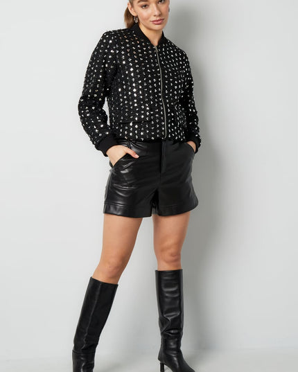 Bomber jacket sparkly day - Black